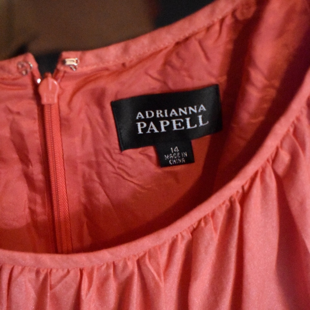 Adrianna Papell Dress Size 14/ Color: Coral /cap sleeves/ Sheath dress